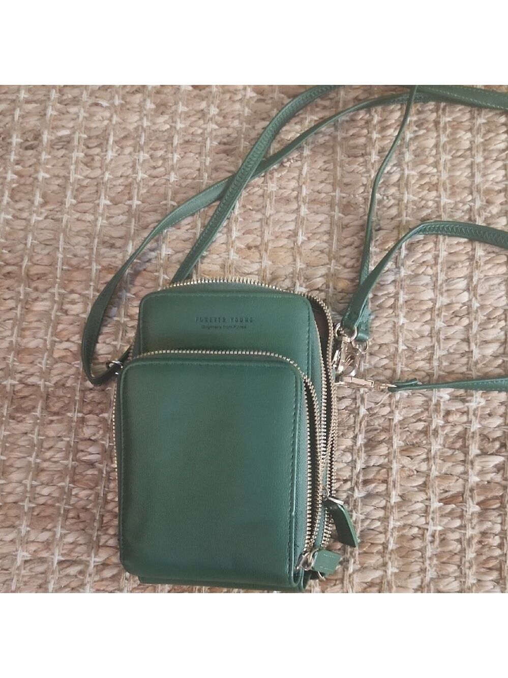 Forever Young Green Crossbody Camera Travel Sightsee Adjustable Strap Purse